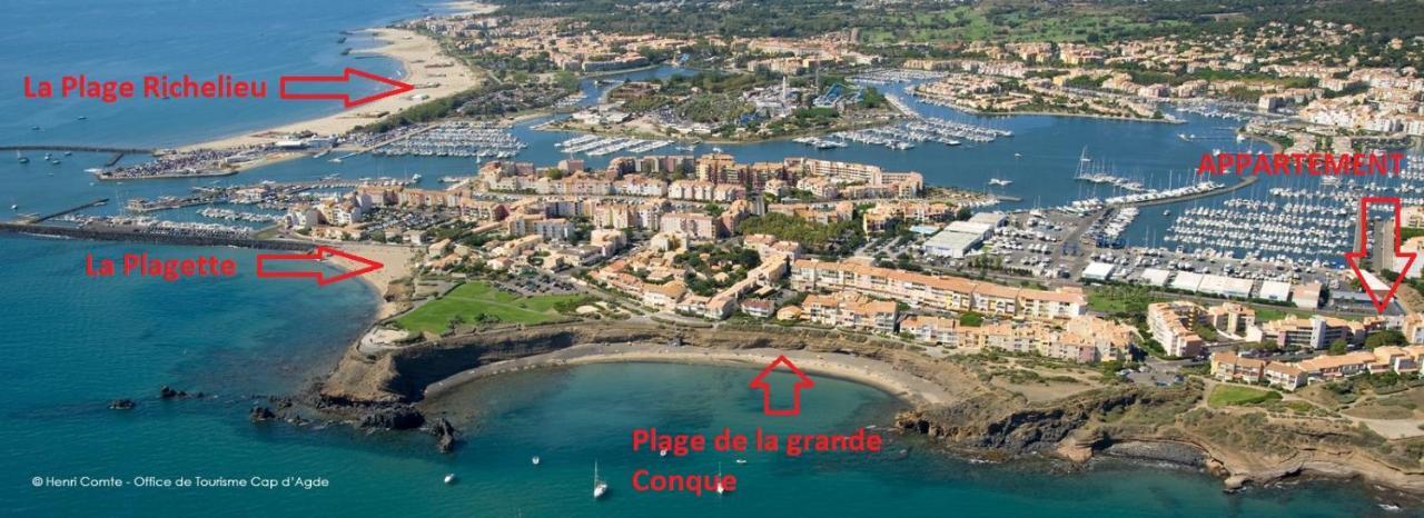 Апартаменты Cap D'Agde 300M Plage Du Mole,Vue Port,Parking,Lave Linge,Piscine Экстерьер фото